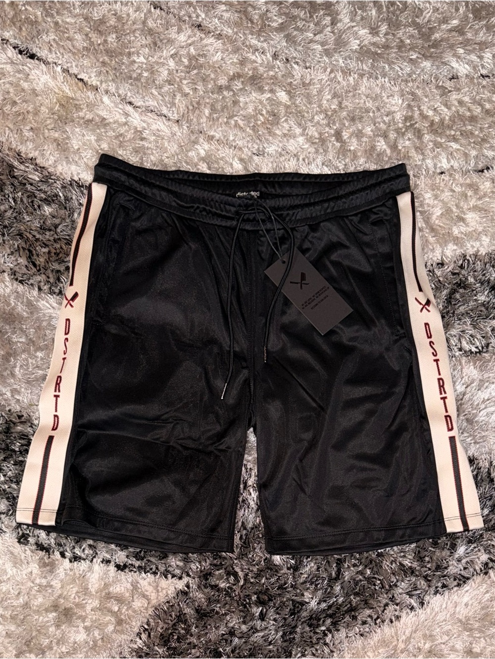 Distorted People Classic Track Shorts Black Off-White Red Men’s Size L NWT